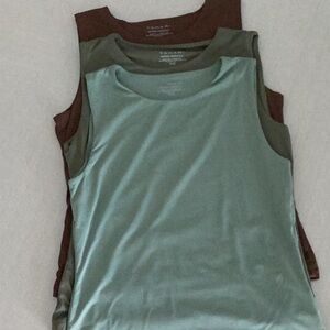 Tahari Women's Sleeveless Tops - Green, Olive and Brown Size Medium